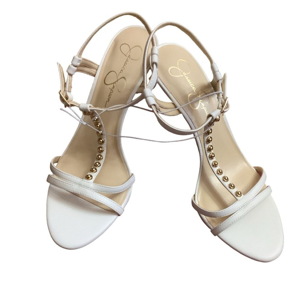 Jessica Simpson Size 10 Nrova3 White & Gold Strappy Heel Sandal. New No Tags - Picture 2 of 7